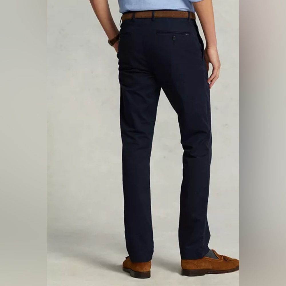 Men's Polo Ralph Lauren Stretch Slim Fit Navy Chinos - Picture 3 of 4